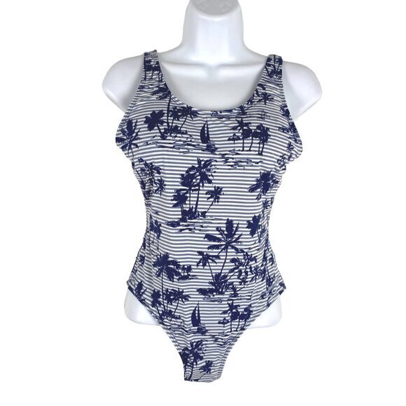 Vineyard Vines One Piece Swimsuit Small Stripe Scene Print Low Back NWT SW-1811‎ - Picture 1 of 10